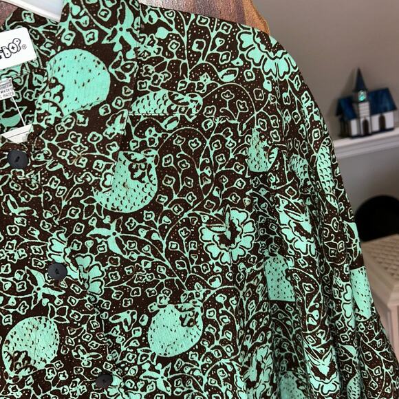 Vintage we be bop women’s 4x tunic top button up Hawaiian teal - Picture 5 of 12